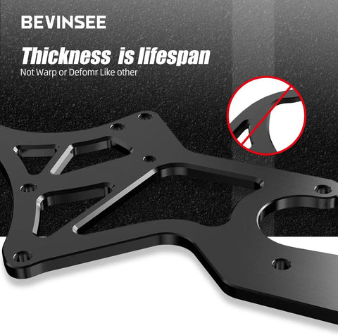 Close-up of LS Engine Serpentine Bracket Kit For Alternator And Power Steering Pump Swap, black aluminum CNC machined bracket