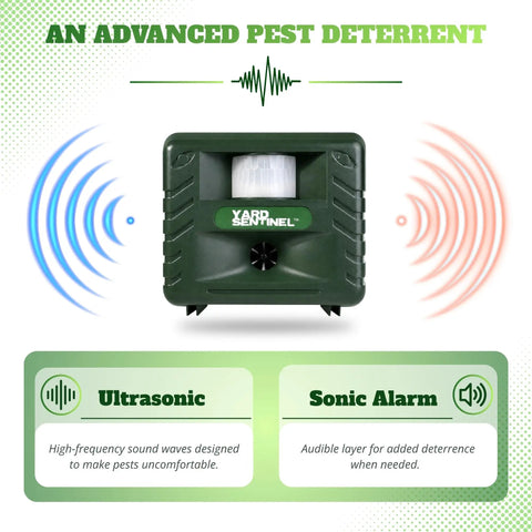 Yard Sentinel Ultrasonic Animal Repeller With 5500 Sq Ft Coverage And 24 Hour Motion Sensor, Night Scanner, Dual Ultrasonic And Sonic Alarm Tech To Keep Deer, Raccoon, Bear, Rabbit, Skunk And Fox Away, Includes 10m Extension Cord, front view