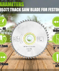 Heavy Duty 160Mm Track Saw Blade 48 Tooth Atb With 20Mm Arbor features specifications on a wooden surface.