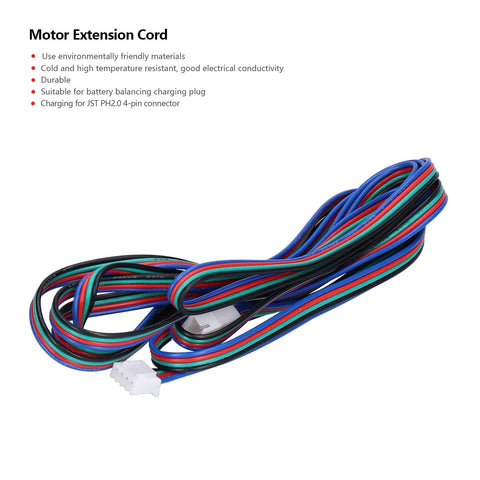 Boss Grade Motor Extension Cord Male To Female XH254 4P Connector two meter extruder cable for charging setups.