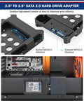 2 Pack 2.5 to 3.5 Inch SSD and HDD Adapter Bracket Kit, SSD Caddy Tray Cage for Desktop PC with SATA 3.0 interface shown in use