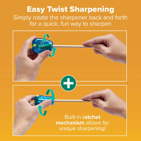 Hands using the Curved Handheld Manual Pencil Sharpener Boasts A Smooth Ratchet Grip And Adjustable Dial To Transform Dull Points Into Deadly Sharp Edges With Zero Sweat A Legit Daily Driver For Students And Desk Work.