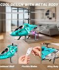 Heavy Duty RC Helicopter For Kids With LED Lights, 2.4GHz Remote, Durable Alloy Frame, 3 Interchangeable Shell Colors