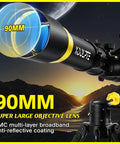 Beginner Friendly 90mm Refractor Telescope Kit With 900mm Focal Length shown with large objective lens and altazimuth mount.