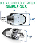 Dimensions of Hella Bright LED Shoebox Corn Light Bulb For Outdoor Street And Security Lighting, 11.7x5.43 inches.