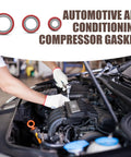 Heavy Duty 30 Piece AC Gasket And O Ring Combo Kit For Car And Truck Air Conditioning Compressor Seals High Heat Leak Proof Universal Fit Red Sick Daily Driver Parts with installed gaskets.