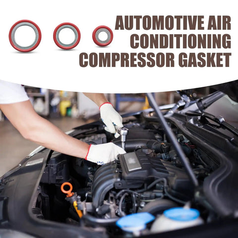 Heavy Duty 30 Piece AC Gasket And O Ring Combo Kit For Car And Truck Air Conditioning Compressor Seals High Heat Leak Proof Universal Fit Red Sick Daily Driver Parts with installed gaskets.