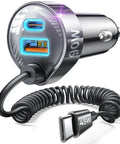 90W USB C Car Charger With 45W Coiled Cable For IPhone 17 16 15 Pro Max And IPhone 17E 16 15 Pro Max Plus Air Galaxy S26 Ultra And Android