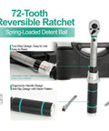 Quarter Inch Drive Click Torque Wrench Set With 20 To 200 In Lb Range, 3 Percent Tolerance, Pro Grade 4 Piece Kit components