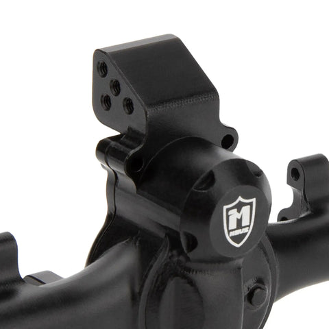 Close-up of Beefed Up 5mm ISO V2 SCX24 Axles with modified diff cover for Axial 1/24 RC Crawler Black