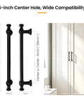 10 Pack 5 Inch Cabinet Pulls Matte Black Zinc Alloy Handles For Kitchen Cabinets with measurements shown