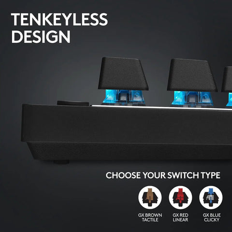 Top Shelf Tenkeyless Wireless Gaming Keyboard With Snappy Tactile Switches And Blazing Lightspeed Response For Crushing Every Ranked Match In Polished Black Frame close-up of switch types