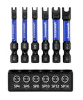 Built Tough Magnetic Spanner Bit Set, Six Piece Snake Eye Security Bits SP4 through SP14 for Impact Drivers, S2 steel bits.
