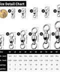 Stainless Steel Ball Bearing Swivels With Split Rings For Saltwater Surf Fishing, 6 Ball Bearings, Nickel Plated Exterior, Anti Rust Durable Tackle Gear For Smooth High Speed Line, Reducing Friction On Fights size chart showing 0#-10# lengths and strengths