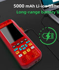 2 Channel Digital Handheld Oscilloscope With 50MHz Bandwidth And 250MSaS Real Time Sampling shown with charging cable and battery info