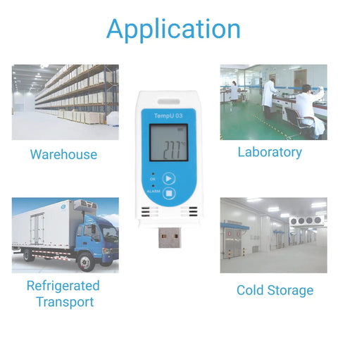 No Sweat Usb Temperature And Humidity Data Logger With Heavy Duty Memory Bank And Smooth Lcd Readout for warehouse and cold storage tracking.