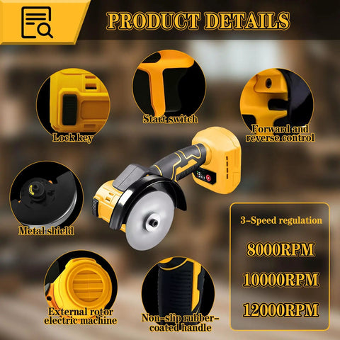 Product features of 4 Inch Brushless Cordless Cut Off Tool For 20V Battery Compatibility Workhorse 500W Angle Grinder Saw Kit