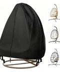 Rugged Patio Egg Chair Cover With Zipper 420D Woven Polyester With PVC Coating for Waterproof 75 by 45 Inches Black