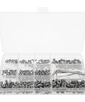 Durable Stainless Steel Self-Tapping Cone Point Screw Kit, 400-Piece assortment with M3-M8 sizes in a plastic organizer