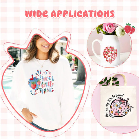 Strawberry Pattern Sublimation Transfer Paper Set 10 Sheets 12x10 Inches Each Ready To Cut Ink Sheets For DIY crafts on T-shirts and mugs
