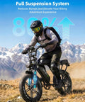 Rider on Beast 1000W Electric Bike For Adults With 20 Inch Wheels Removable 15.6Ah Battery and full suspension system