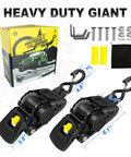 Bolt On Boat Ratchet Straps With Retractable Transom Tie Downs 2x50 Inches 2200 Lbs Break Strength with installation kit