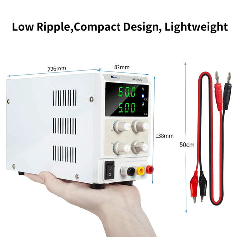 Variable DC Power Supply 60V 5A Bench Lab Power Supply With 3 Digit LED Display For Battery Charging, Electroplating, Electrolysis