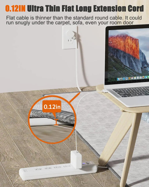 2 Prong To 3 Prong Outlet Adapter Power Strip With 5 Outlets And 3 USB Ports, 5ft Cord used with laptop on desk