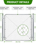 Heavy Duty Chain Link Fence Gate With Round Frame, 48 Inch High By 24 To 72 Inch Wide, Galvanized Steel Outdoor Gate detail view