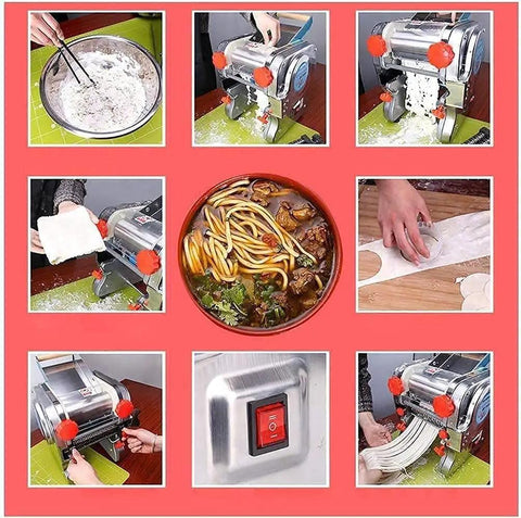 Heavy Duty Electric Noodle Maker Machine Crafted From Food Grade 304 Stainless Steel ideal for fresh pasta making and easy operation.