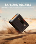 Solar Generator 240 V2 With 256Wh LiFePO4 Battery And 300W AC 100W USB C Output shown in sand, highlighting durability.