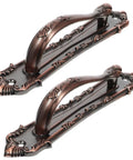 Two Pack Antique Zinc Alloy Door Handles Thickened 138mm Vintage Style Pulls For Wooden Doors And Cabinet Use With Old School Rustic Hardware For Home Renovations And Screen Door Replacement featuring decorative details and coffee finish.