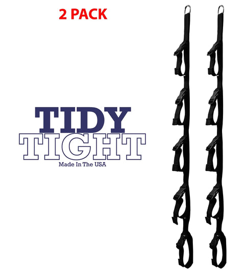 Two Pack Garage Organization System With Five Securing Loop Straps And Adjustable Buckles For Quick Load And Secure Storage