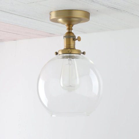 Retro Glass Globe Pendant Light One Light Ceiling Fixture With Rustic Charm And Retro Vibe, E26 Socket, 7.9 Inch Clear Globe, 1-Light Chandelier For Living Room Or Kitchen, Bulb Not Included, Compatible With LED CFL Halogen