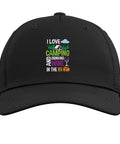 Love Camping And Sippin' Wine In The RV Adjustable Printed Baseball Hat Black Five Panel Structured Cap with graphic text