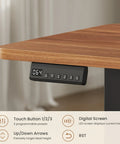 Chic 47 Inch Farmhouse Electric Lift Top Coffee Table With Storage Drawers Shelves Height Adjustable Standing Desk For Living Room Brown control panel with LED display and preset buttons