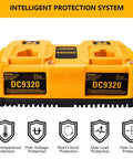 Dual Port Battery Charger For 18V NiCad NiMH XRP Batteries With Fast Charge shown with protection features