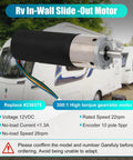 RV In Wall Slide Out Motor 236575 IG 42 10mm With 300 To 1 High Torque Gear Ratio For Lippert Schwintek In Wall Slide System