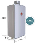 Indoor Natural Gas Tankless Water Heater Serves Up A Smooth Seven GPM Stream dimensions 25 5/8 x 9 7/8 x 13 7/8 inches with concentric venting.