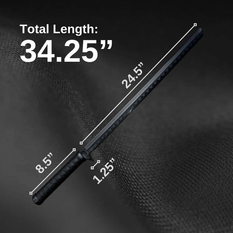 Polypropylene Ninja Training Sword II One Piece Black Blade 34.25 Inch Length Lightweight 1 Lb Shinobi Weapon; dimensions shown