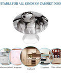 Snowy Husky Dog Round Cabinet Knob Set In Stainless Steel For Kitchen Cabinets Dressers Closets Image