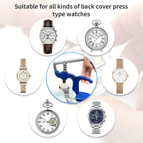 All in One Watch Repair Press Tool Set 16 Pieces Kit With Dies 18mm To 50mm Case Open Pry Blades Case Closer Battery Replacement