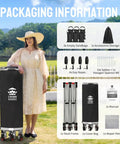 Woman with packaged Pop Up Canopy Tent 10x20 Instant Outdoor Shelter For Parties And Weddings, showing included accessories.