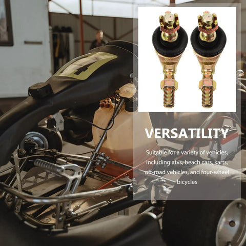 Two Pairs M10 Tie Rod End Ball Joint Kit For Go Karts And ATVs with bolt-on install, showing heavy duty iron construction.