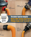 16 Foot Vacuum Hose Kit With Quick Change Adapters And Threaded Coupler For Dust Collection System connecting tools