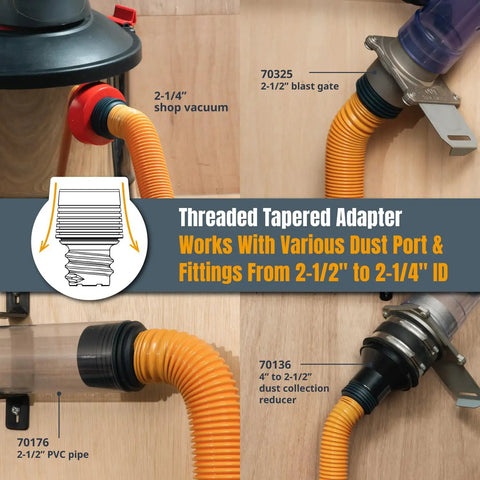 16 Foot Vacuum Hose Kit With Quick Change Adapters And Threaded Coupler For Dust Collection System connecting tools