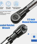 Offset Extension Wrench For Drill, One Half Drive Impact Wrench Extender With Three Eighths And One Quarter Inch Adapters