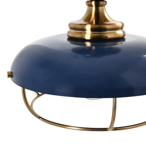 Industrial Caged Dome Metal Semi Flush Ceiling Light In Brushed Brass And Navy Blue For Living Rooms Hallways Kitchens And Entryways Old School Edison Bulb Vibe Durable Metal Cage Shade Hardwired