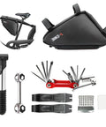 Portable Bike Repair Kit With Multitool, 120 PSI Mini Pump, Tire Levers And Patches, 16 Piece On The Go Bicycle Maintenance Set