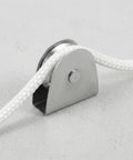 Heavy Duty V Groove Pulley Wheel 304 Stainless Steel Flagpole Riser Kit Silent Glide System with white rope attached.